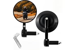 Letgoing Rétroviseur de guidon de moto pour 17-20 mm de diamètre de guidon de moto E24 Approuvé Rétroviseur latéral arrière rond 360° Réglable Pour Quad Scooter Mobylette CBF125 600 YZF R125 Ninja