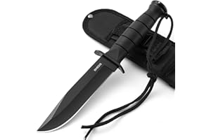 Omesio Couteau D'extérieur, Couteau De Survie, Couteau De Survie, Couteau De Randonnée à Lame Fixe, Couteau Fixe Noir