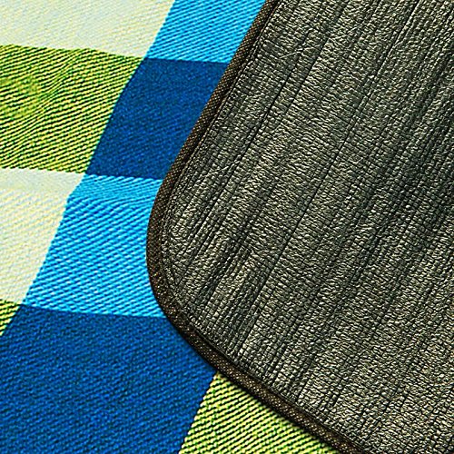 Picknick Decke XXL 200 x 200 cm mit Tragegriff isolierende Unterseite hellblau gelb Beach Decke Picknickteppich Campingdecke - 4
