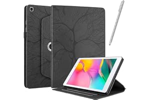 Netany Funda para Samsung Galaxy Tab A 8.0 2019 (Sm-T290 / Sm-T295) con lápiz Capacitivo, Piel sintética con Tapa función Atril Soporte para lápiz Árbol de La Vida Funda - Negro
