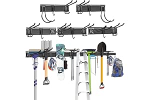 Mimoke Support mural pour garage et jardin - Avec plusieurs crochets - Pour outils de jardin, outils électriques et plus encore (5 panneaux avec 15 crochets)