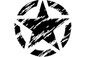 STICK-UP Kit Adesivi-2 Pezzi Stella Militare Vintage fiancata Posteriore - Fuoristrada 4X4 Fiancate Cofano Offroad Adesivi Stickers (Nero Opaco, Piccolo 20x20cm)