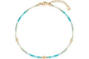JEWELS BY LEONARDO Fußkette Ciao Janni • zartes Fuss-Kettchen aus goldfarbenem Edelstahl • winzig aufgereihte Aqua-Türkis-Glasperlen • 24-28 cm Länge • Geschenk Damen • 023860