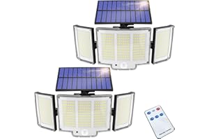Haokiang Faretto LED Da Esterno Solare con Sensore di Movimento Outdoor Solar Lights 2 Pack 270° 3 Modalità Luci Solari Da Giardino Motion Sensor Outdoor Wall Lights IP65
