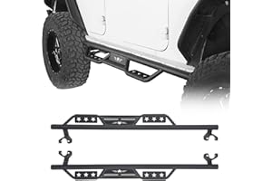 Hooke Road JK Drop Side Step Nerf Bar Solid Steel Running Boards for 2007-2018 Jeep Wrangler JK 4-Door JKU Unlimited