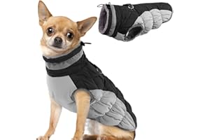 Hjumarayan Płaszcz dla małych, średnich i dużych psów, płaszcz dla psa, zimowa, ciepła kurtka dla psa, płaszcz zimowy, wodoodporny płaszcz z podszewką, Chihuahua, odzież zimowa (czarny, rozm. XS)