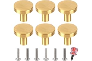 luckaide 6 sztuk złotych gałek do szafy, matowe gałki meblowe, złote, gałki meblowe, złote, stal nierdzewna, do szafek kuchennych, okrągłe uchwyty do szuflad do szafy, szafy na ubrania (30 mm)