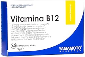YAMAMOTO NUTRITION Vitamina B12 60 Compresse, Integratore Alimentare che apporta 1000 mcg di Metilcobalamina per Compressa, Sostiene il Sistema Nervoso, Immunitario e Circolatorio