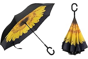 Braty Decorations Seitenverkehrter Stockschirm, Innovativer Regenschirm, Doppelschichtiger Regenschirm, Umgekehrter Regenschirm, Regenschirm mit C-förmigem Griff