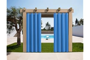 SK Studio 1 Panel de Cortina para Exteriores a Prueba de Viento Impermeable Cortina Patio Cabana Porche Gazebo Panel de Cortinas Azul, 132x213cm