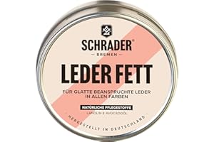 ‎SCHRADER BREMEN Schrader Lederfett farblos - Lederpflege für Glattleder, Schuhe, Motorradkleidung - Imprägniermittel, schützt und nährt - 200ml - Made in Germany
