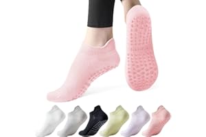 Dzpuhuojz 6 Paires Chaussettes Pilates Chaussettes Antidérapantes Femme.Coton Yoga Chaussette Pilates Reformer Socks, Kit Pilates Maison Pilates Accessoires pour Pilates, Yoga, Ballet, Sport,Danse
