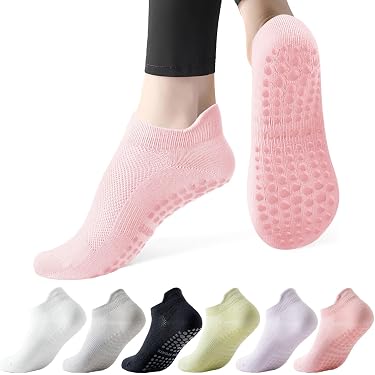 Chaussettes Antidérapantes Yoga Femme – Lot De 6 Paires, Coton, Semelle Silicone, Tailles 36-40, Pour Pilates, Fitness - 9