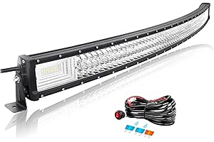 Willpower Barre LED Incurvé 132cm 52'' 675W Avec Câblage - Rampe Spot et Flood 12V 24V Étanche - Projecteur Longue Portée Feux Phare de Travail Pour 4x4 Voiture Camion Tracteur Bateau