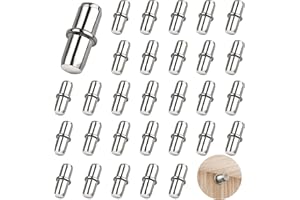 GUANGYUAN Shelf Support Pegs 30Pcs 5mm Metal Shelf Pegs for Kitchen Cabinet Bookcase Closet Wardrobe Cupboard Wood Glass Shelves Supports, Nickel Plated Shelf Bracket Pegs Pins