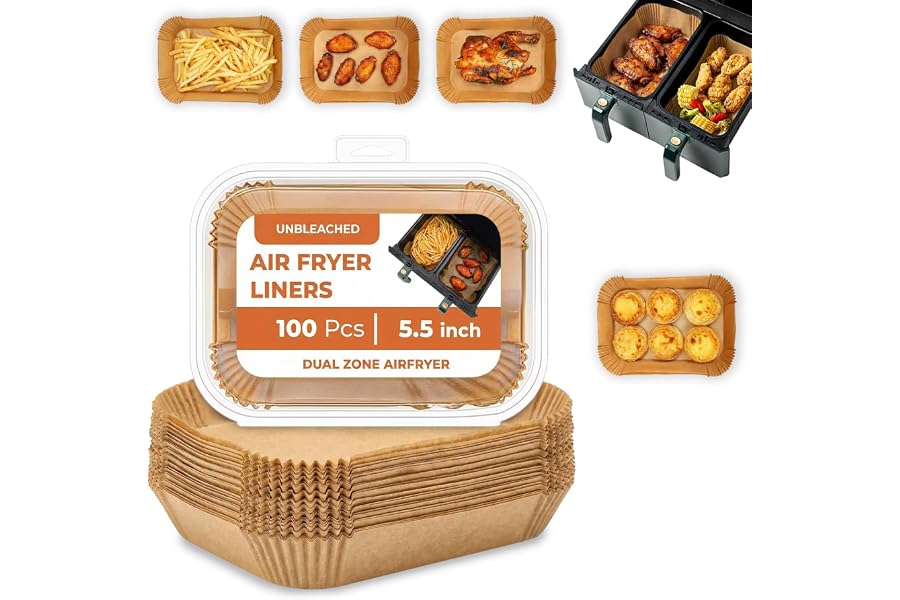 Roe Tenpo Air Fryer Liners, 100Pcs Disposable Baking Parchment Paper, Non-Stick & Greaseproof, Air Fryer Accessories for Ninj