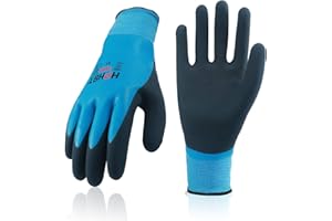 HPHST C2001 rękawice robocze męskie i damskie - wodoodporne rękawice ogrodowe z lateksu piankowego i powłoką gumową (1 para) rozmiar 8/M