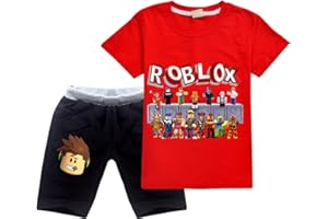 CKCKTZ Ro-blox Jungen T-Shirt Set Kinder Spiel Cartoon Kurzarm Tops Sweatshirt Shorts 2 Stück Baumwolle Sommer Tee