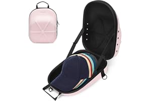 MOSISO Funda Dura de Viaje para Gorras de Béisbol, Bolsa Organizadora Mediana para 5-6 Gorras con Correa de Hombro, Porta Gorras Protege para Viajes y Almacenamiento en Casa, Rosa