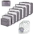 12 PCS Large Packing Cubes for Suitcases Various Sizes Suitcase Organiser Bags Lightweight Waterproof Luggage Organiser Bags (12Pcs Gray)