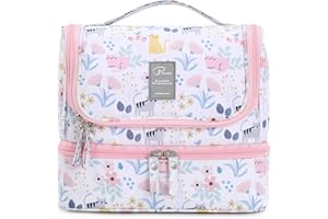 Lychii Trousse de Toilette, Trousse a Maquillage avec Crochet, Imperméable Pliable Vanity Maquillage de Voyage pour Les Femmes, Filles & Enfants