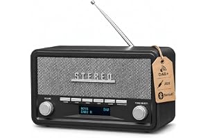 Denver DAB+ Radio med Bluetooth, FM, AUX och Väckarklocka, Mörkgrå | DAB+/FM, Bluetooth 5.0, AUX, LCD-skärm, väckarklocka, 2 × 2 W samt nätström eller 4 C-batterier