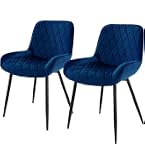 Colenis Lot De 2 Chaises Salle à Manger Velours Bleu Pétrole - Style Moderne Élégant Avec Pieds Métal