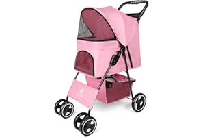 Wedyvko Pet Pram for Small Dogs, Pet Strollers for Medium Dogs 15kg, Dog Buggy Ultra Light - only 5.4 kg, Dog Stroller Pet Pram with 4 Wheel Foldable/Storage Basket/Cup Holder