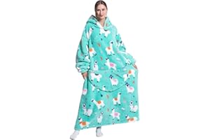 Seogva Extra Long Wearable Blanket Hoodie, Oversized Blanket Sweatshirt for Women and Men, Super Warm and Cozy Giant Hooded Blanket, Thick Flannel Blanket with Sleeves and Giant Pocket