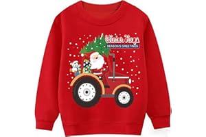 TCWWBB Kids Christmas Jumper Xmas Sweatshirt Jumpers Boys Girls Unisex Santa Claus Bear Reindeer Tops Children Long Sleeve Cotton Pullover Outfits Casual Crewneck Winter Clothes Age 1-11 Years
