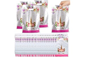 MIZT 50 Pezzi Sacchetto per Caramella, Unicorn Sacchettini Compleanno Bambini, Sacchetti Regalo,Borsa di Regalo per Feste di Compleanno di Natale, Feste a Tema 25 x 16 cm