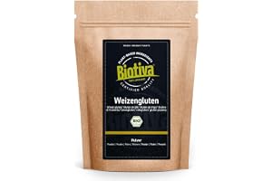 Biotiva Vetegluten Bio 2 kg (2 x 1 kg) – vetegroutpulver – förvaringsförpackning – proteininnehåll – för bakning av bröd och bakverk – fylld och kontrollerad i Tyskland (DE-Öko-Tex 005)