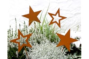 ‎LB H&F LB H&F Lilienburg Weihnachtsdeko Roststecker Rost Metall wetterfest (4er Set Sterne)
