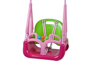 BABYGO 9601 Doremi huśtawka 3 w 1 do 100 kg, sprawdzona do użytku na zewnątrz, różowo-zielona