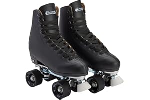 CHICAGO SKATES Chicago - Pattini a 4 Ruote da Uomo, Foderati in Pelle, Classici, Nero