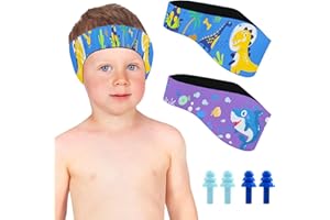 CAPGOOST Diadema de Natación Impermeable, Diadema Natacion Oidos Niños, Banda de Neopreno Elástica Ajustable con Tapones Oidos, Banda para Los Oídos de Natación para Surf Buceo y Rafting Deportes Acuáticos