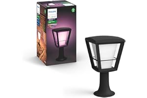 Philips Hue White & Color Ambiance ECONIC Borne extérieure, Noire, Aluminium, fonctionne avec Alexa, Google Assistant et Apple Homekit