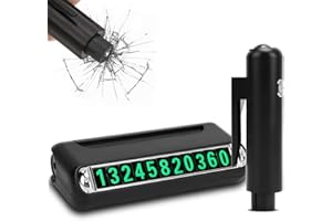 WODHMIEY Martillo de Emergencia para Coche 4 en 1 con Rompe Cristales, Linterna LED y Placa de Estacionamiento, Herramienta de Seguridad Multifuncional para Vehículos Universales