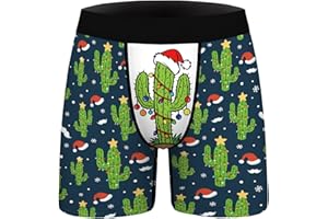 GENERISCH Boxershorts Weihnachts Herren Lustige Unterhosen Leicht Bequeme Weihnachtsunterhose Stretch Sporthose Weihnachtsstring für Männer Christmas Motiv Boxer Shorts Retroshorts Mode Trend Unterhose