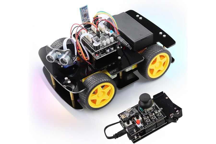 Freenove 4WD Car Kit with Remote (Compatible with Arduino IDE), Line Tracking, Obstacle Avoidance, Ultrasonic Sensor, Wireless Control Motor Servo