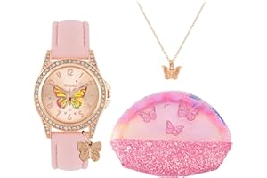 Tikkers Dziewczęcy analogowy zegarek kwarcowy z paskiem poliuretanowym ATK1086, różowy, minimalistyczny