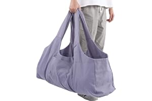 SOONHUA Sac de Yoga, Gym Grande Sac de Sport avec Poche Latérale, Matériau en Toile, Compatible avec la Plupart des Tailles de Tapis, Violet