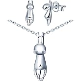 925 Silver Jewelry Sets Cute Cat Necklace Unique Cat Earrings Elegant Jewelry for Women Birthday Gifts