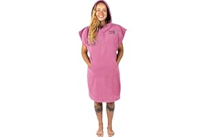 COR Surf Poncho - Asciugamano per cambio accappatoio con cappuccio e tasca frontale, in microfibra spessa, ad asciugatura rapida, per surf, spiaggia, piscina, nuoto (M, rosa)