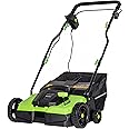 GreenSweep V1 - Artificial Grass Electric Sweeper Rake Vacuum 35L Collection Bag,4 Adjustable Heights, Foldable Handle