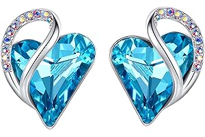 Leafael Cuore d'amore infinito orecchini donna argento, Pietra di nascita orecchini da donna con cristalli curativi, Senza allergie gioielli donna, Regalo Donna con scatola regalo inclusa