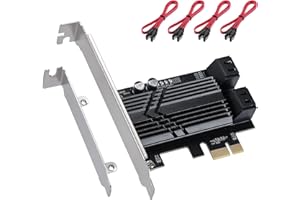 XDINGJIALA Tarjeta SATA SATA 4 Puertos 1x, PCI Express SATA 3.0 Tarjeta de expansión del Controlador 6 Gbps, SATA 3.0 PCIe SATA III GEN3 Adaptador Tarjeta de Elevador con 4 Cables SATA y Soporte de Perfil bajo