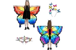 LYL. Ling Butterfly Wings For Girls, Double-Sided Fairy Wings, Halloween Costumes for Kids, Butterfly Costume for Girls