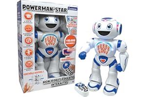 Lexibook, Powerman® Star Remote Control Robot Talking and Walking Programmable for Children 4+ French Version White Blue ROB85FR