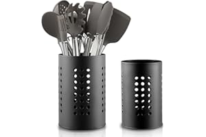Berglander Portautensili da cucina per bancone da cucina, 2 pezzi, in acciaio inox, nero